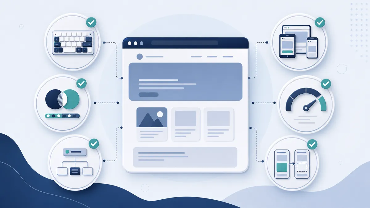 Website accessibility and performance audit covering keyboard access, contrast, structure, responsive design and speed