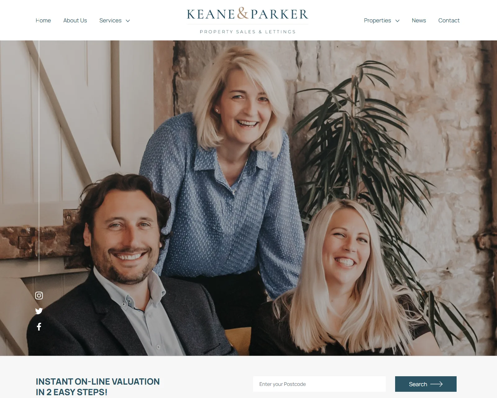 Keane & Parker project desktop view