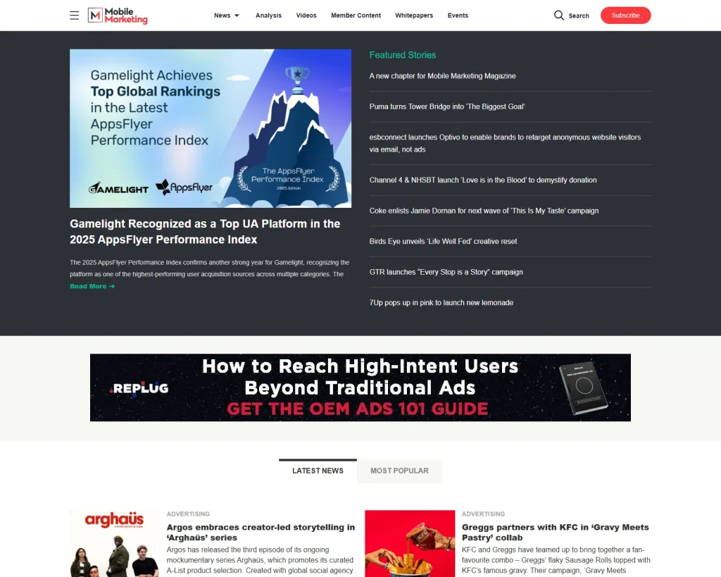 Mobile Marketing Magazine website homepage