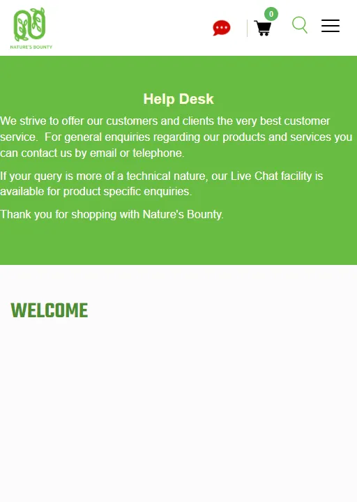 Nature’s Bounty website shown at a mobile screen width