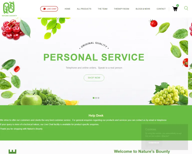 Nature's Bounty project desktop view
