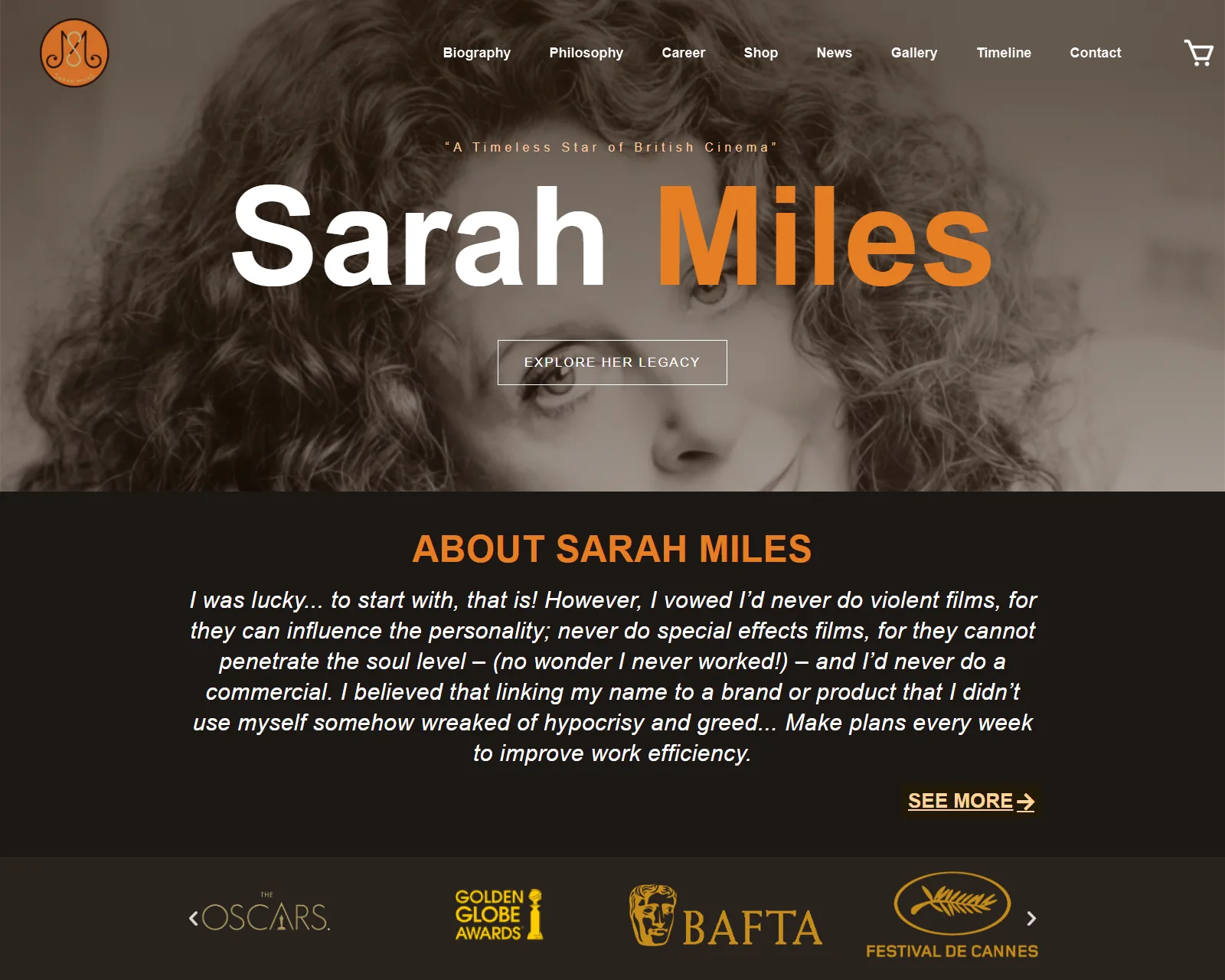 Sarah Miles project desktop view