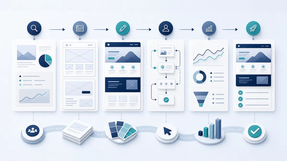 Conversion-focused website redesign process from research and wireframes to testing and launch